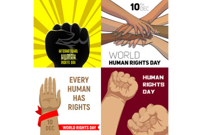 Rights day banner set, cartoon style