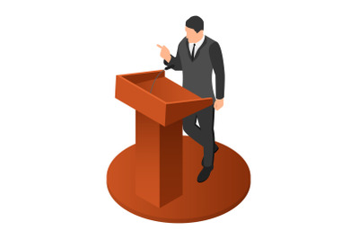 Political candidate icon, isometric style