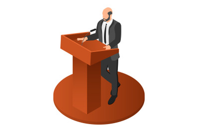 Political speaker icon, isometric style