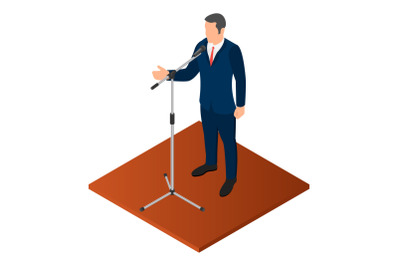 Political orator icon, isometric style