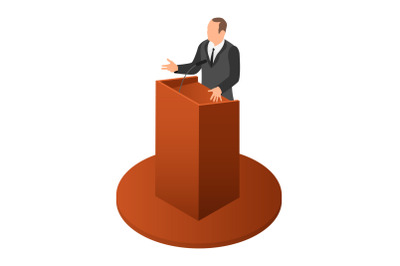 Politician speak icon, isometric style