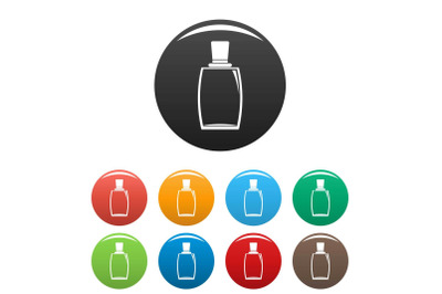 Elegant woman perfume icons set color