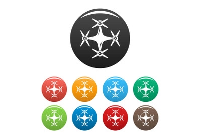 Copter drone icons set color
