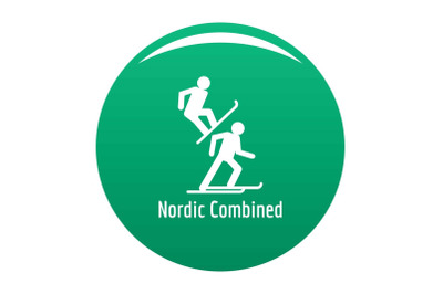 Nordic combined icon vector green