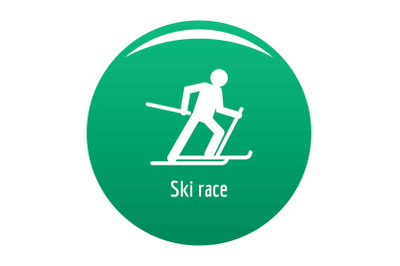 Ski race icon vector green