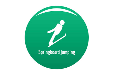 Springboard jumping icon vector green