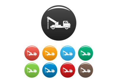 Truck drill icons set color