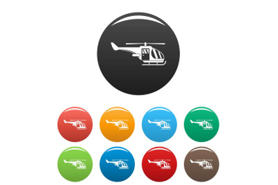 Military helicopter icons set color