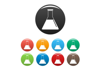 Petrol flask icons set color