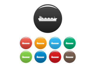 Petrol tanker ship icons set color