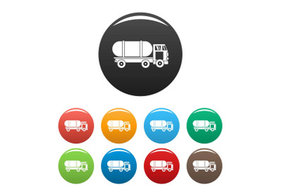 Tanker truck icons set color