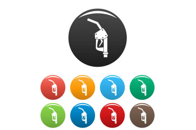 Refill fuel pistol icons set color