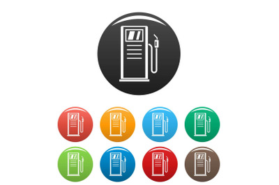 Gas station icons set color