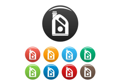 Oil plastic canister icons set color