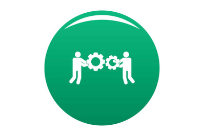 Employee with gear icon vector green