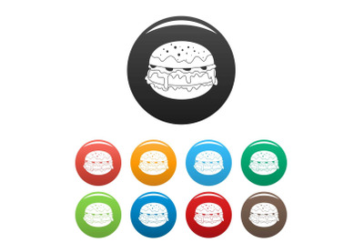 Cheeseburger icons set color