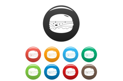 American burger icons set color
