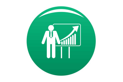 Man with diagram icon vector green