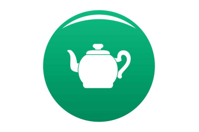 Teapot with cap icon vector green