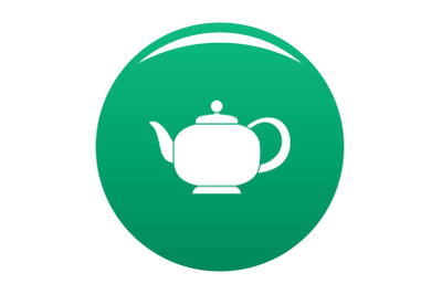 Teapot with handle icon vector green