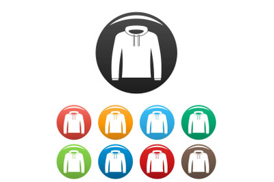 Hip hop hoodie icons set color