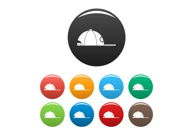 Rap cap icons set color