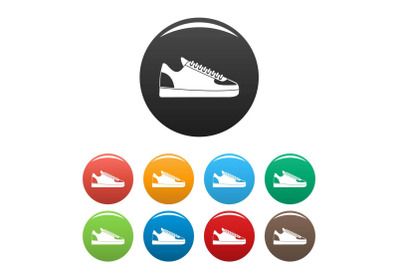 Rap sneakers icons set color