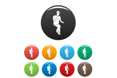 Hip hop dancer icons set color