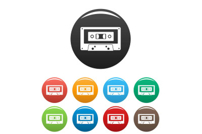 Music casette icons set color