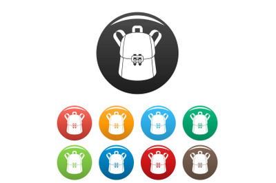 Trendy backpack icons set color