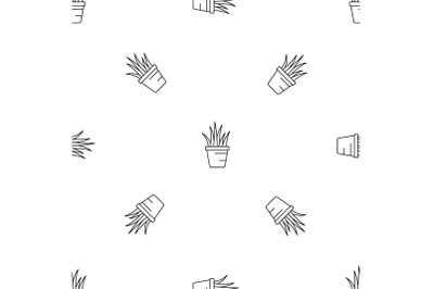 Aloe pot pattern seamless vector