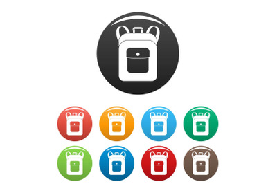 Notebook backpack icons set color