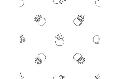 Round pot aloe pattern seamless vector