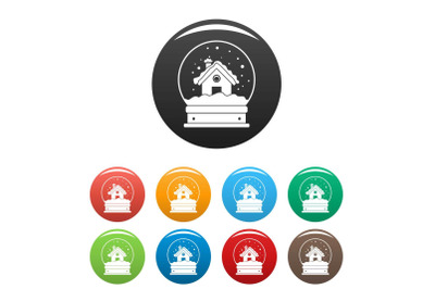 Wood house glass ball icons set color