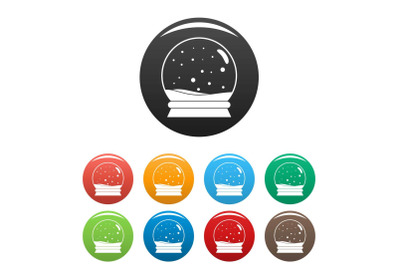 Snow glass ball icons set color