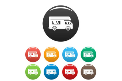 Motor house icons set color