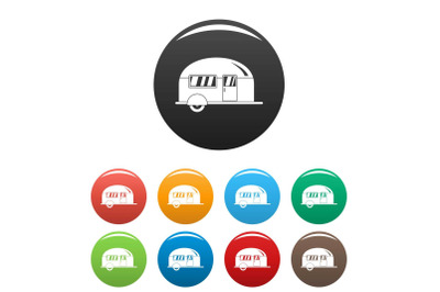 Camp trailer icons set color