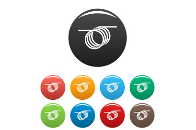 Spiral cable icons set color