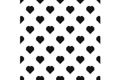 Pixel heart pattern seamless vector