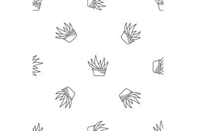Aloe vera pot pattern seamless vector
