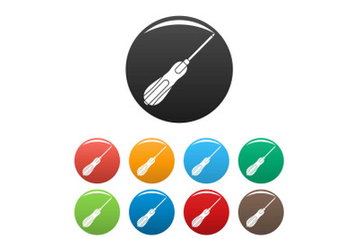 Screwdriver icons set color