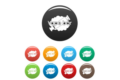 Vape bar icons set color