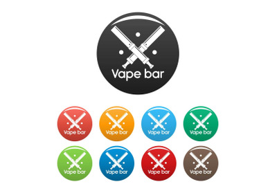 Trendy vape bar icons set color