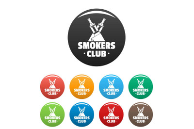 Vape smokers club icons set color