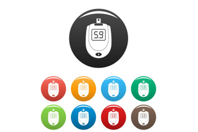 Blood glucose level icons set color
