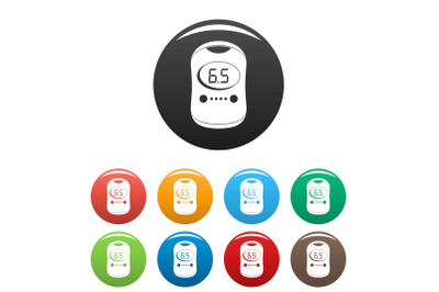 Modern glucose meter icons set color
