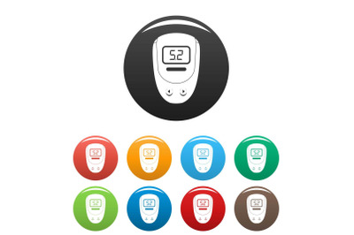 Electronic glucometer icons set color