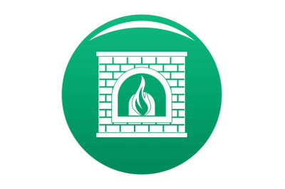 Retro fireplace icon vector green