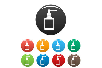 Respiration spray bottle icons set color