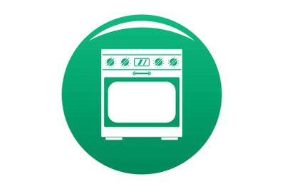 Domestic gas oven icon vector green